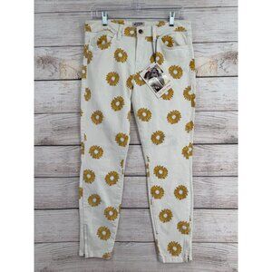 Guess 30th Anniversary Sunflower Print‎ Jeans Women's Size 30 White NEW